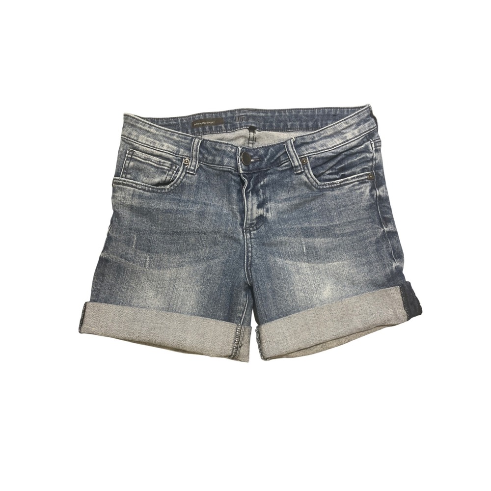 KUT From The Kloth Boyfriend Denim Shorts Womens Size 6 Blue Cuffed Casual